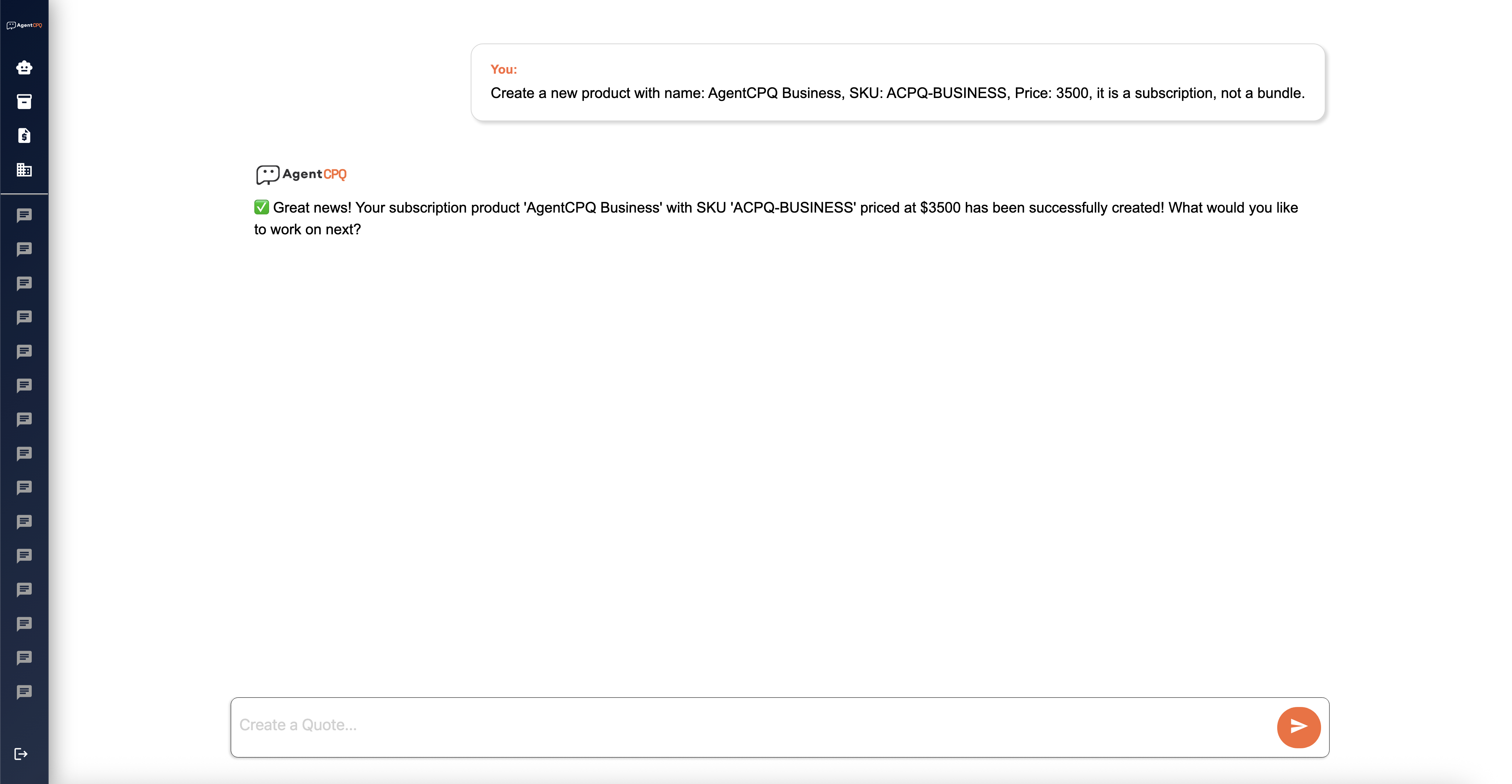 Salesperson using chat to generate quote on phone